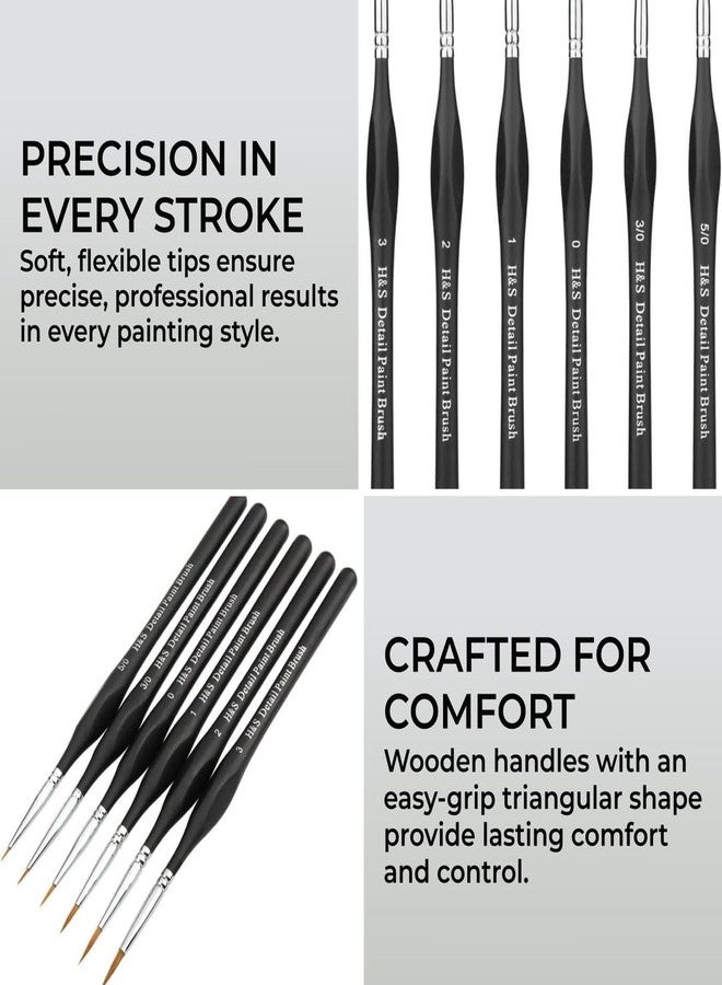 H&S Fine Detail Paint Brush Set for Oil & Acrylic Painting - 6pcs - Thin Tip Paint Brushes with Synthetic Hair - Miniature Model Brushes Also for Watercolor - Image 2